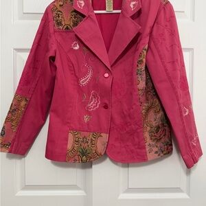 Bechamel Fuchsia Vintae Embroidered Blazer